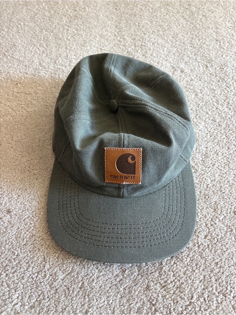 Vintage Dark Green Distressed Carhartt Snapback w/ Leather Logo